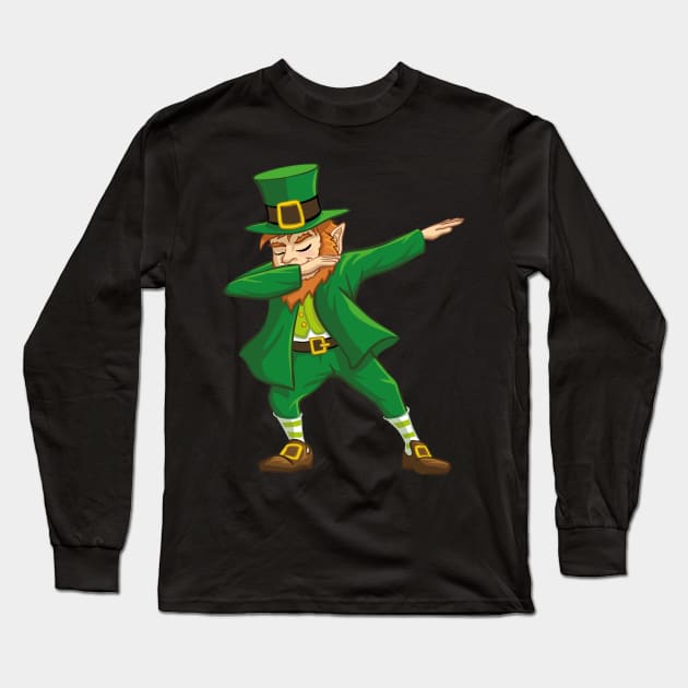 Dabbing Leprechaun St. Patricks Day Long Sleeve T-Shirt by trendingoriginals